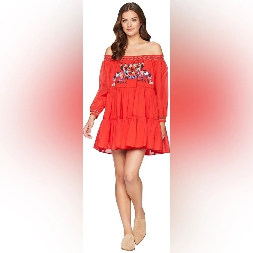 FREE PEOPLE SUNBEAMS EMBROIDERED BOHO
MINI DRESS SIZE XS - Picture 7 of 10